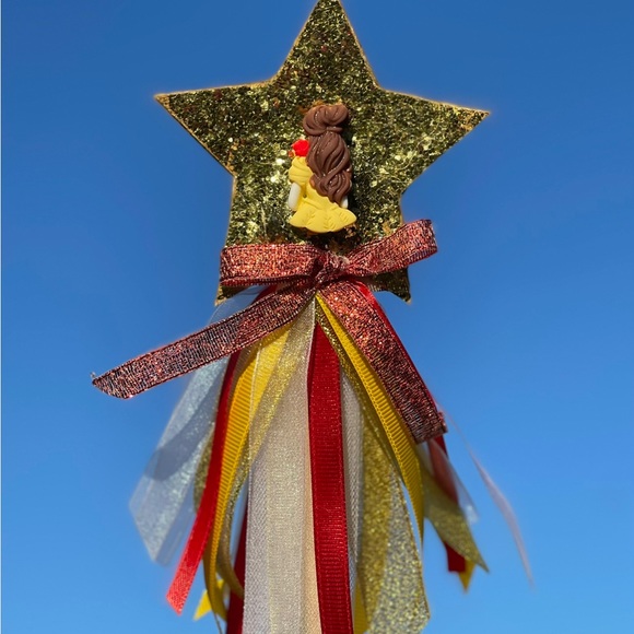 Belle Beauty & the Beast Toddler Girls 1 piece + Headband & Magic Wand Birthday - Picture 6 of 7